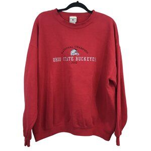 VTG Ohio State Buckeyes 2002 National Champion Red Sweatshirt XL Lee Heavyweight